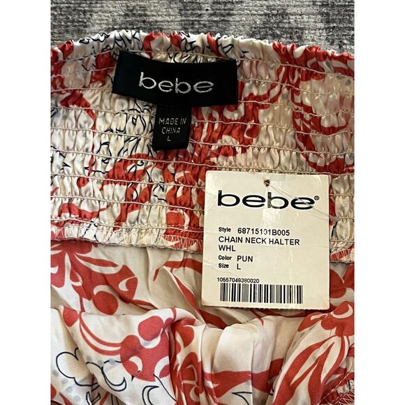 Bebe Vintage Y2K Silk Chain Neck Halter Top Pink Large Keyhole New w/tags RARE - Picture 4 of 11